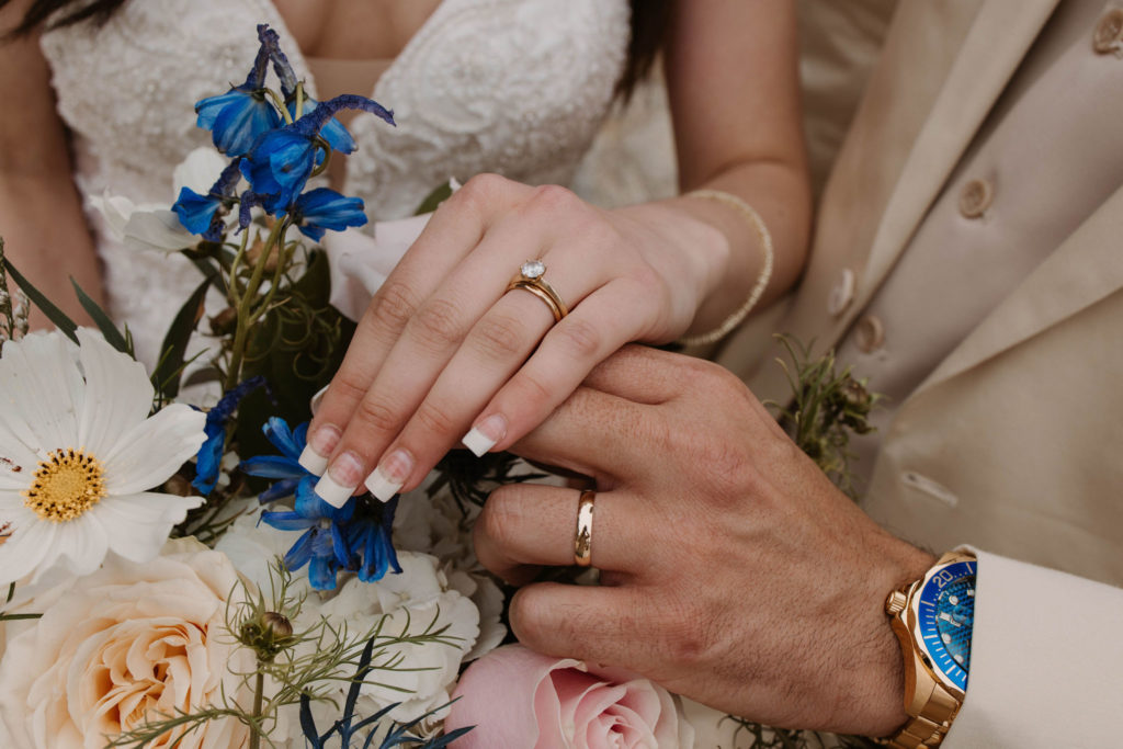 bride and grooms wedding rings at Romantic Beach Wedding in Carmel, CA