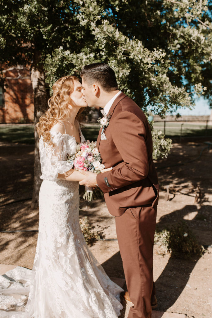 Bride and grooms first looks before Woodland California wedding