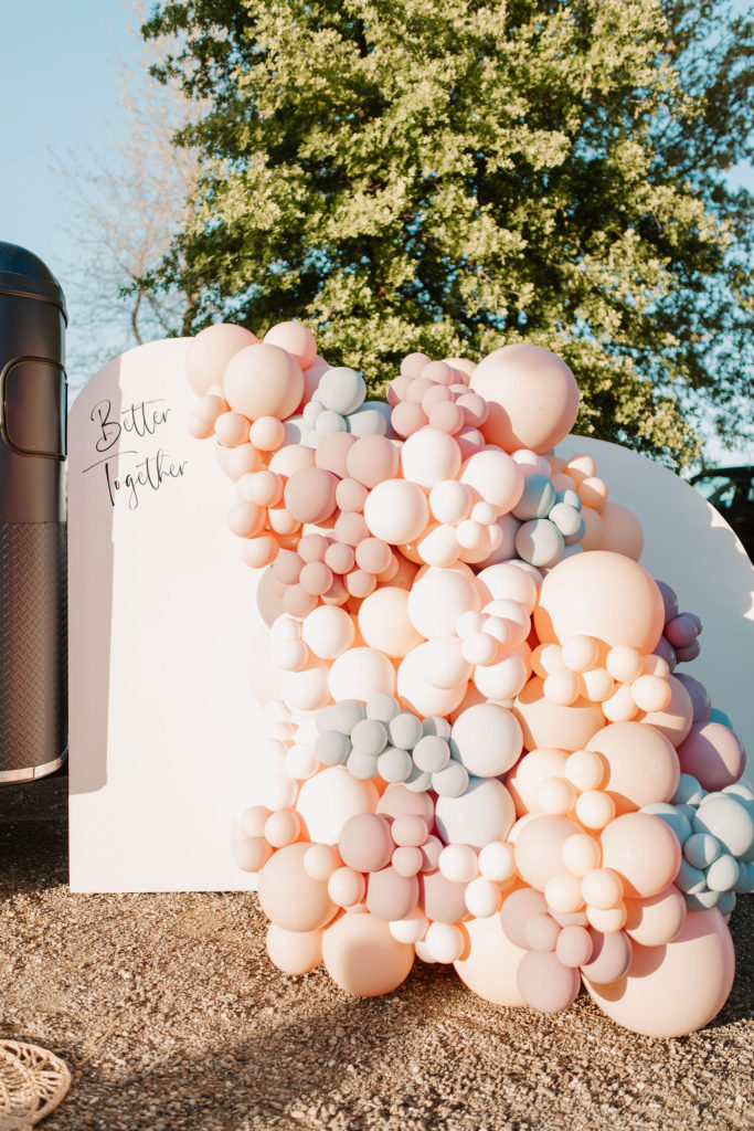 Pastel balloon wedding backdrop for photos