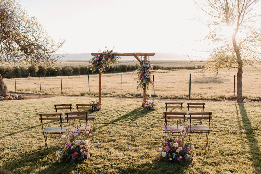 Wedding arch with spring florals