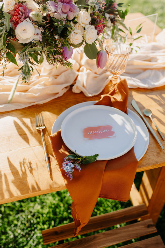 Wedding reception table set up