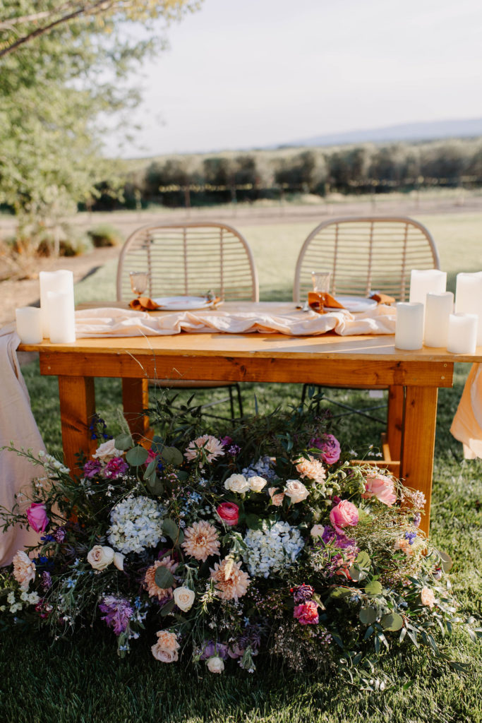 Bride and grooms reception table