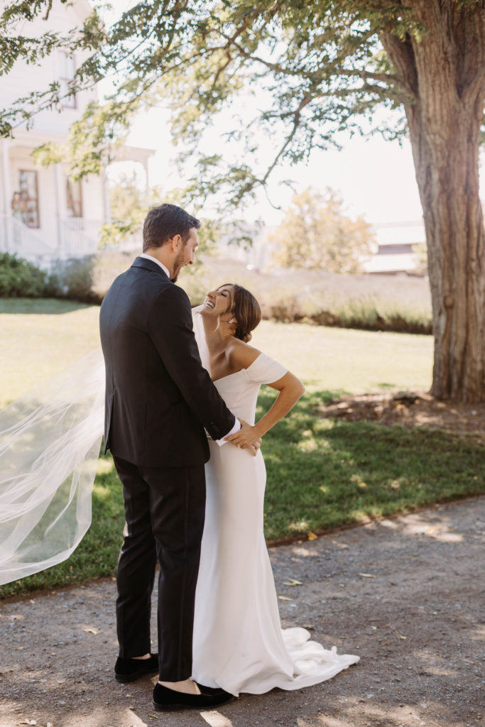 bride and grooms wedding first looks