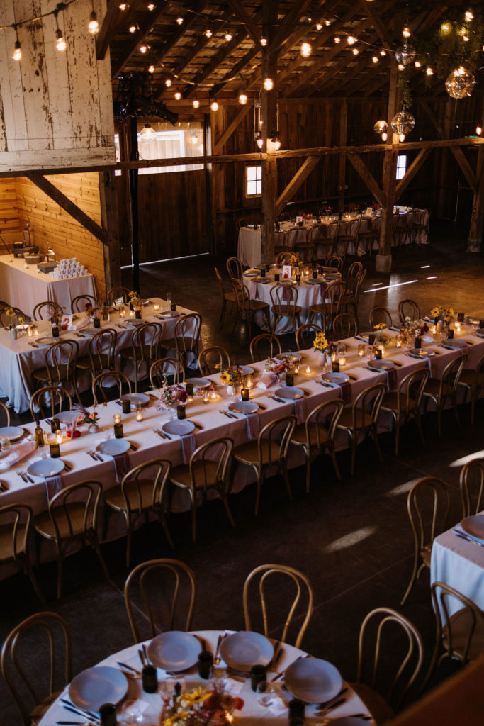 Wedding reception setup at Olympias Valley Estate wedding venue in California