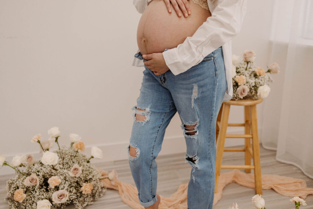 Spring studio maternity photose at Roseville Photo Studio in California