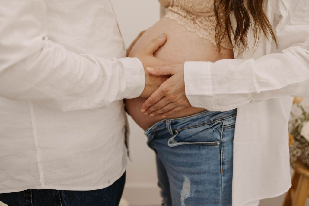 Spring studio maternity photose at Roseville Photo Studio in California