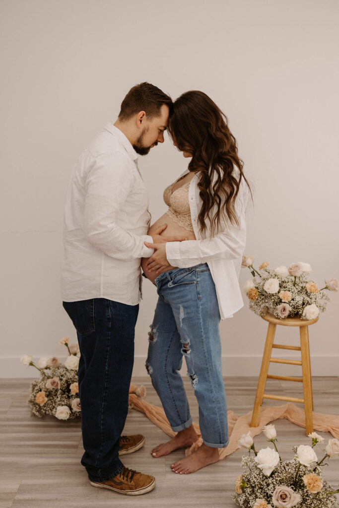 Spring studio maternity photose at Roseville Photo Studio in California