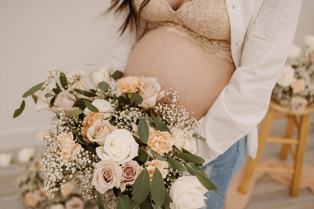 Spring studio maternity photose at Roseville Photo Studio in California