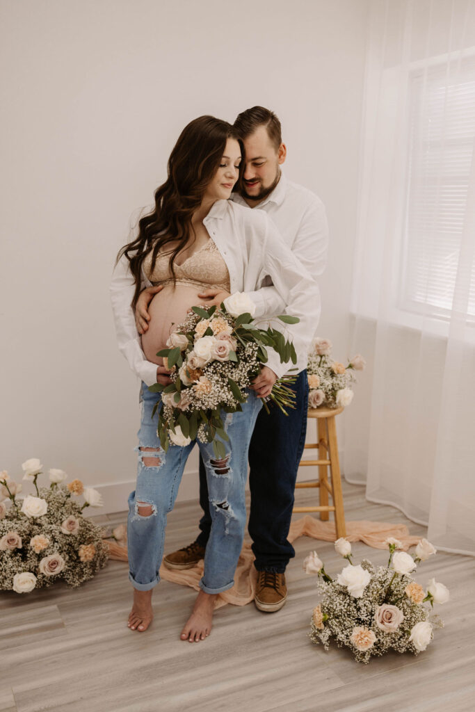 Spring studio maternity photose at Roseville Photo Studio in California