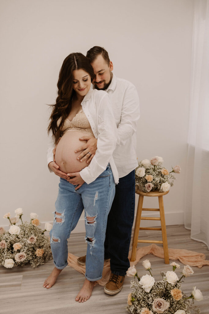 Spring studio maternity photose at Roseville Photo Studio in California