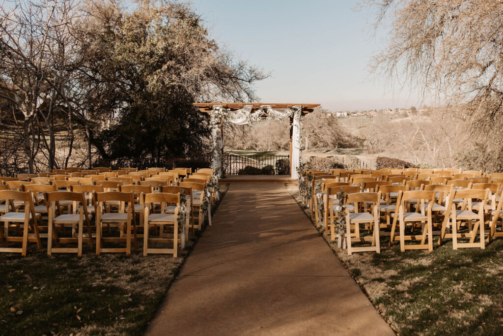 Wedding ceremony set up from wedding in CA at Catta Verdera Country Club