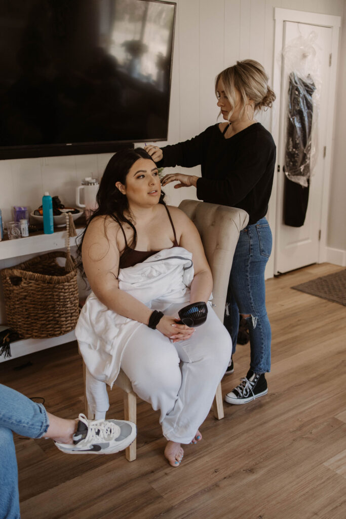 Bride getting ready for wedding 