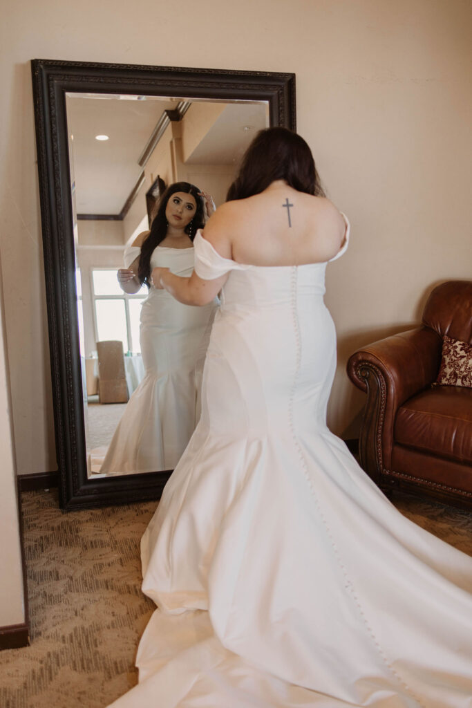 Bride getting ready for wedding 